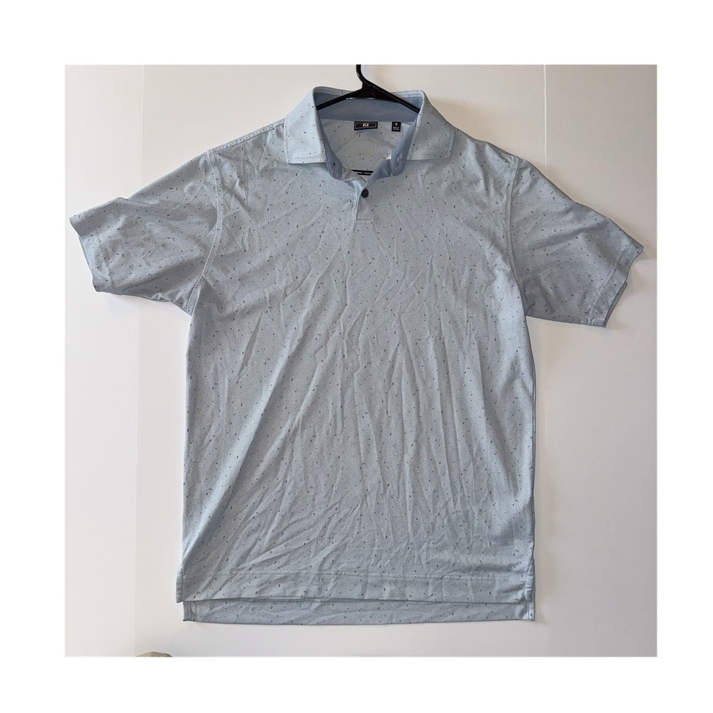 Men's Small FootJoy Temple Hills Staff‎ Men's Light Blue Spotted Golf Polo Shirt